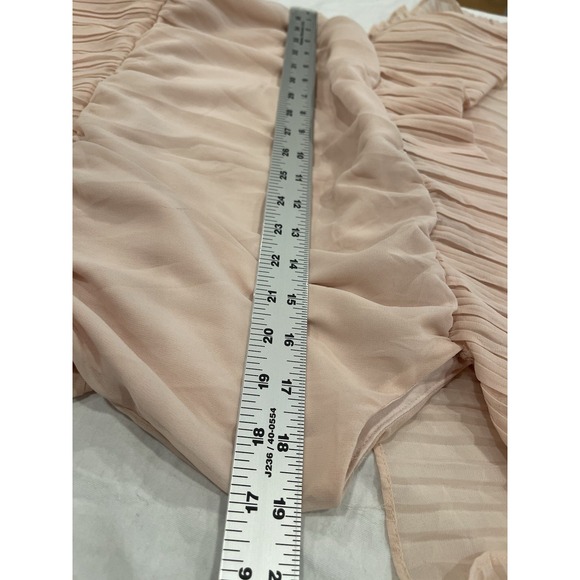 Lulus Blush Pleated Off-the-Shoulder Tiered Midi Dress Romantic Wedding Coquette - Picture 7 of 7